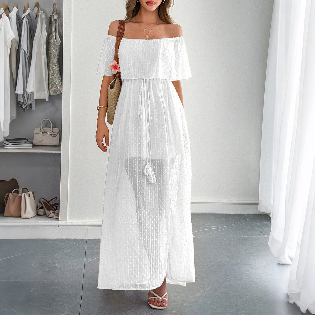 Elegant Tube Top Corset Short Sleeve Dress