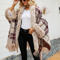 Fringe Cardigan Plaid Shawl Sweater Dress