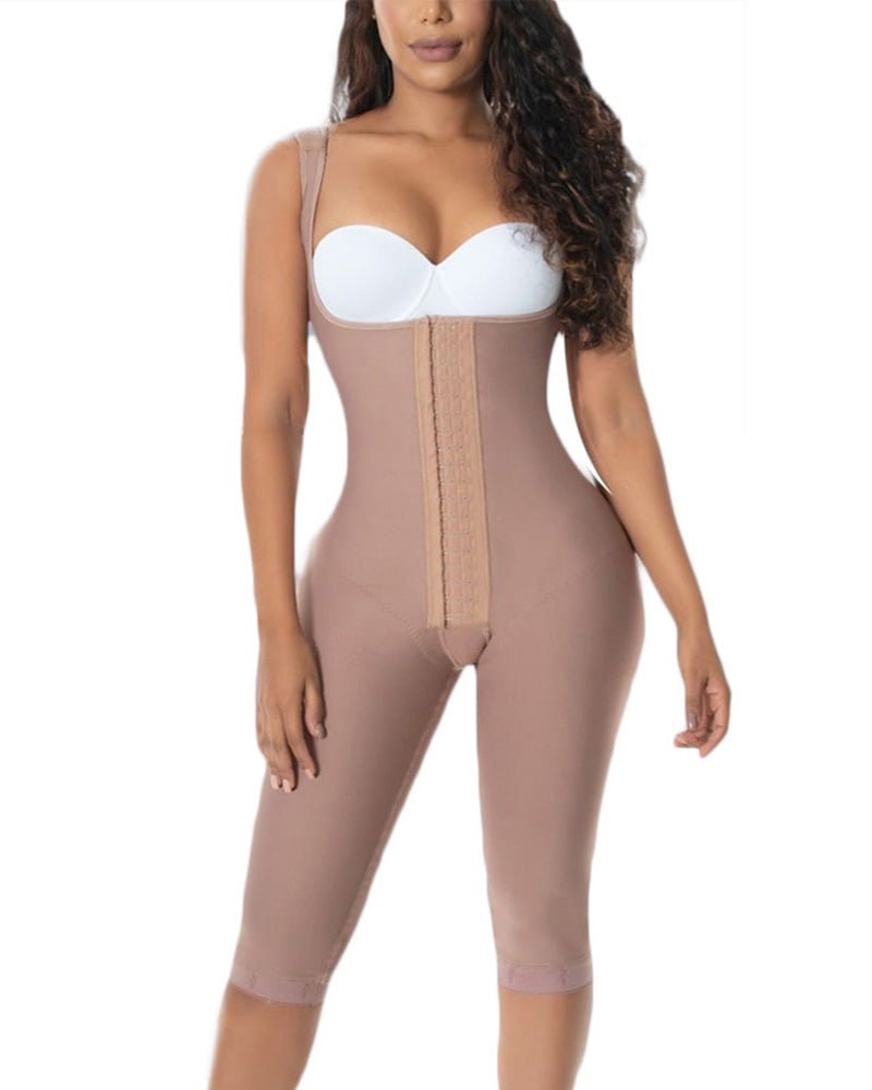 Fajas Compression Fabric Abdominal Control Adjustable Shoulder Clasps and Natural Buttock Lift System