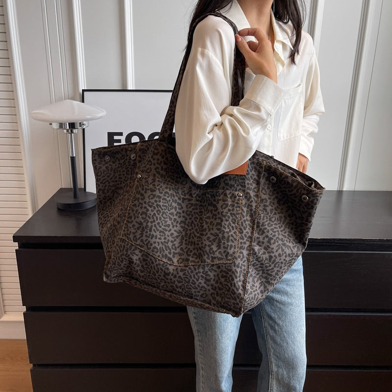 Womens Stylish High-Capacity One-Shoulder Canvas Bag