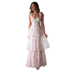 Strapless Backless Cake-Style Floral Print Dress