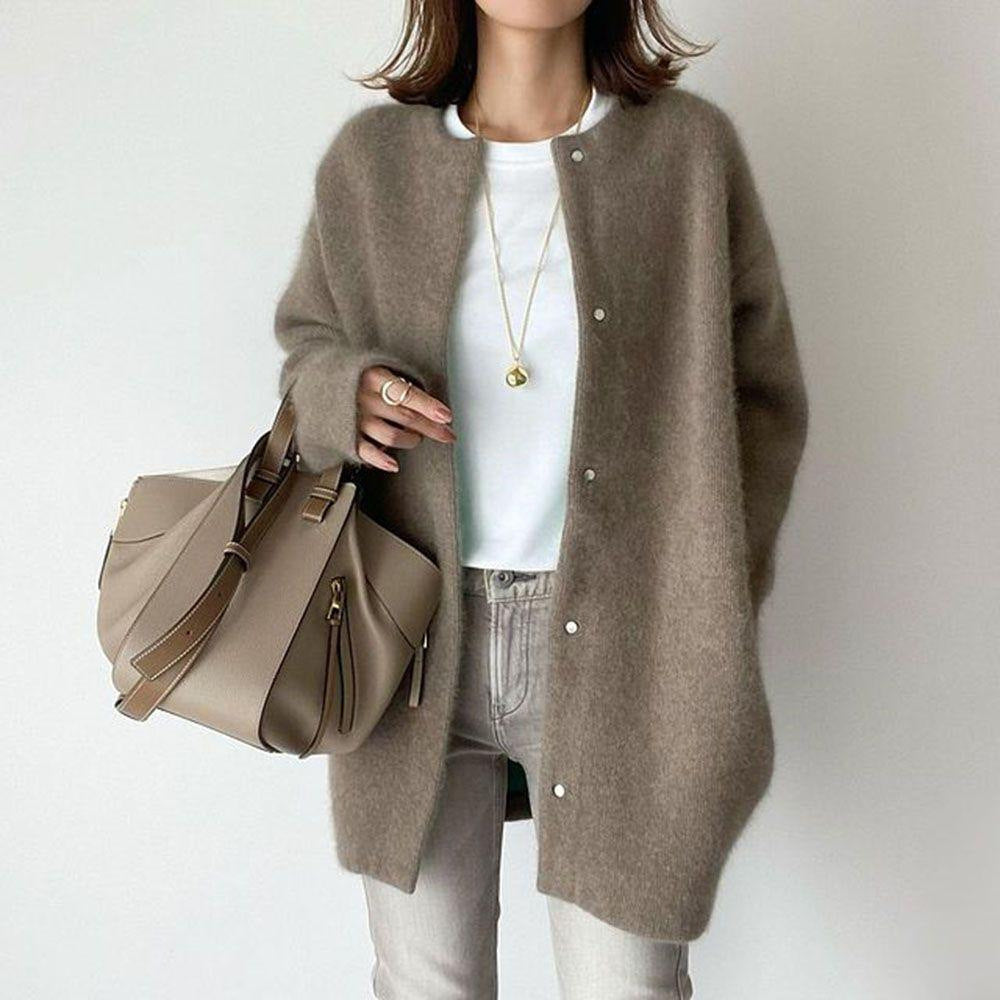 Ins Single Breasted Cardigans Solid Color Knitted Jacket Spring Clothing