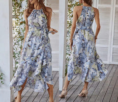 Print Halterneck Boho Dress Leisure Vacation