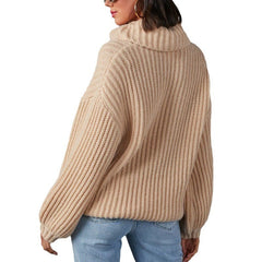 Solid Color Turtleneck Long Sleeve Loose Dress Sweater