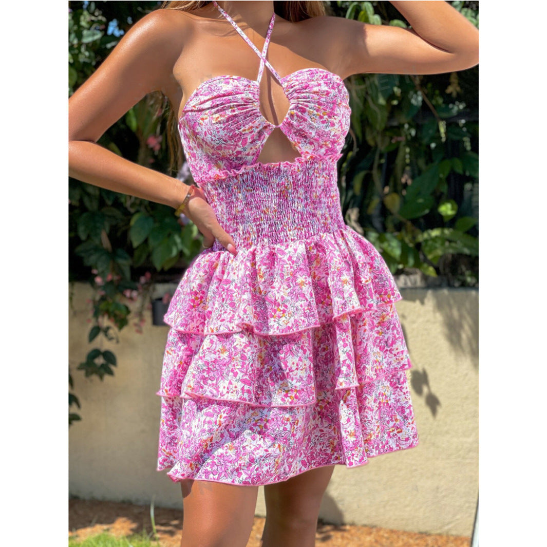 Style Printed Cross Wear Dress