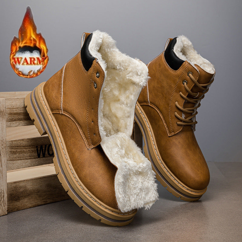 Mens Warm Western Cowboy Boots With Thick Sole In A Retro Style