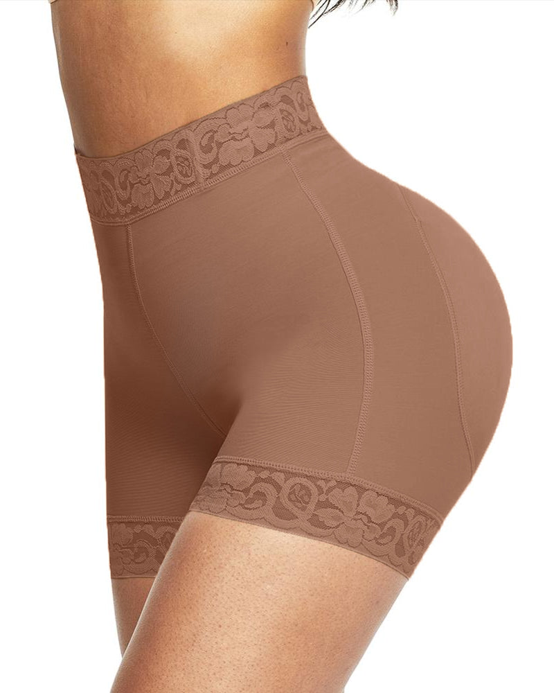 Mid-Waist Shaping Shorts Shapewear Panty With Anti-Rolling Lace Tummy Control Underwear For Butt Lifter
