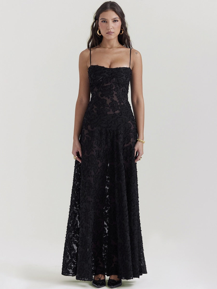 Suspender Lace Long Dress Strapless Collar Elegant Evening Dresses For Women