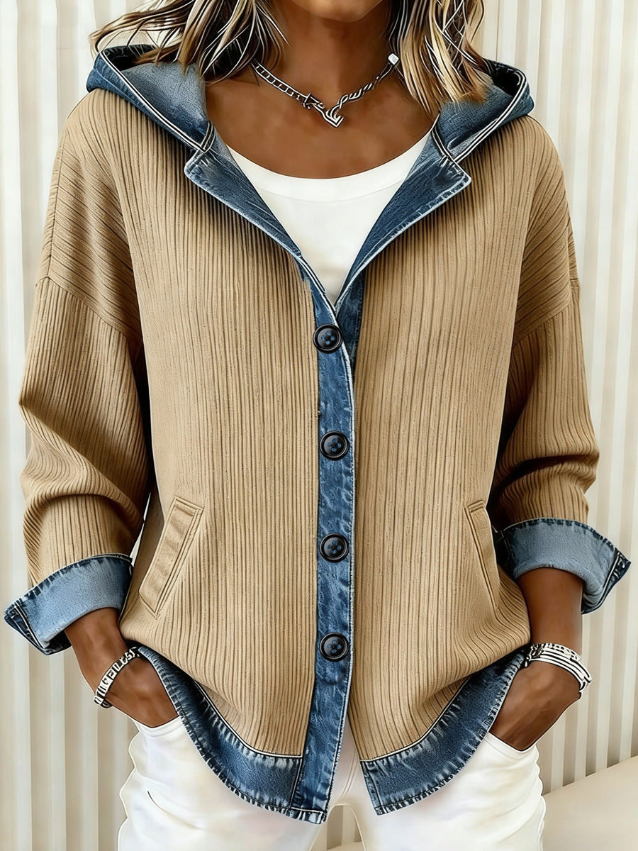 Womens Trendy Plaid Contrast-color Jacket