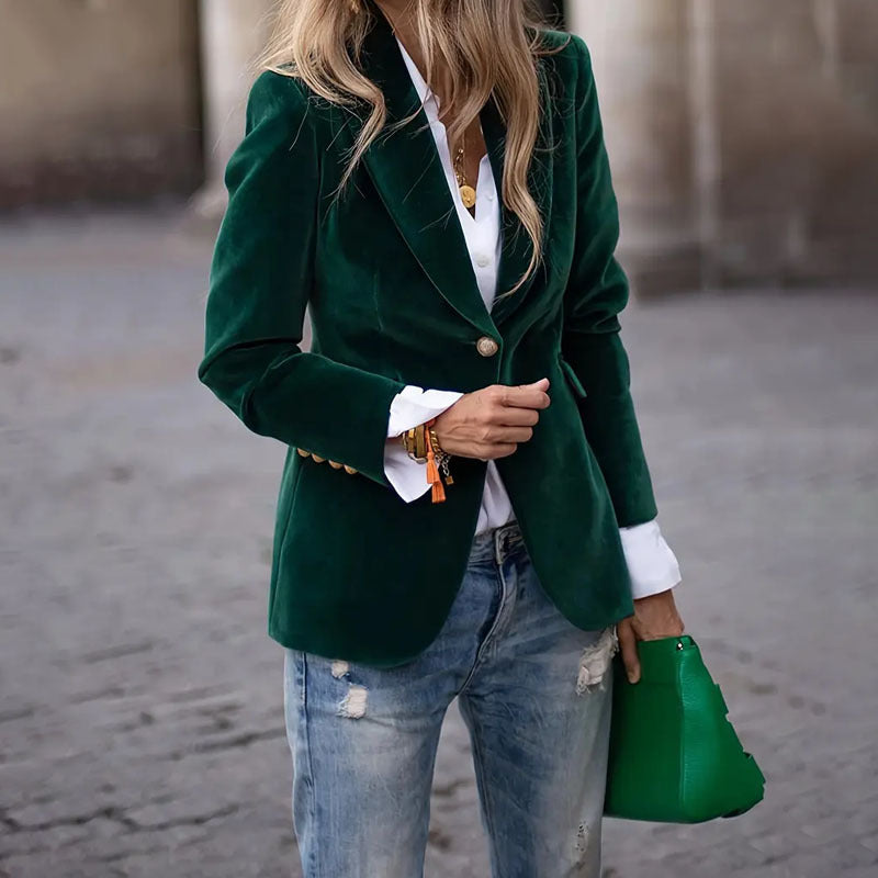Velvet Lapel Casual Suit Business Slim Single-breasted Jacket Outwear Clothing For Women