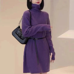 And Large Size Idle Style Belt Midi Knitted Bottoming Skirt