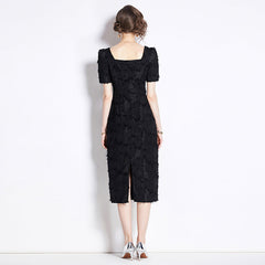 French Hepburn Style Vintage Black Dress â€?Elegant Tassel Detail