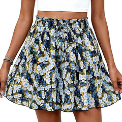 High-waisted Floral Print A-line Shorts Womens Casual Loose Shorts