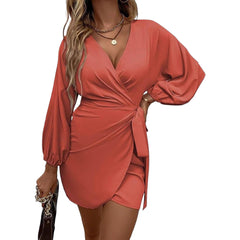 Lace-Up Satin Dress