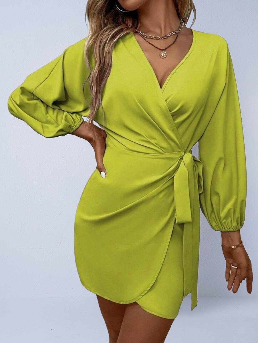 Lace-Up Satin Dress