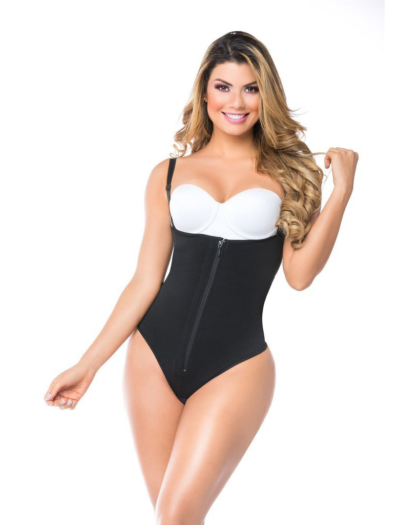 Shapewear Bodysuit Adjustable Shoulder Straps Zipper Control Body Shaper Fajas