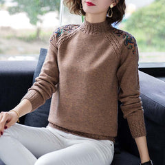 Embroidery Loose Sweater For Women