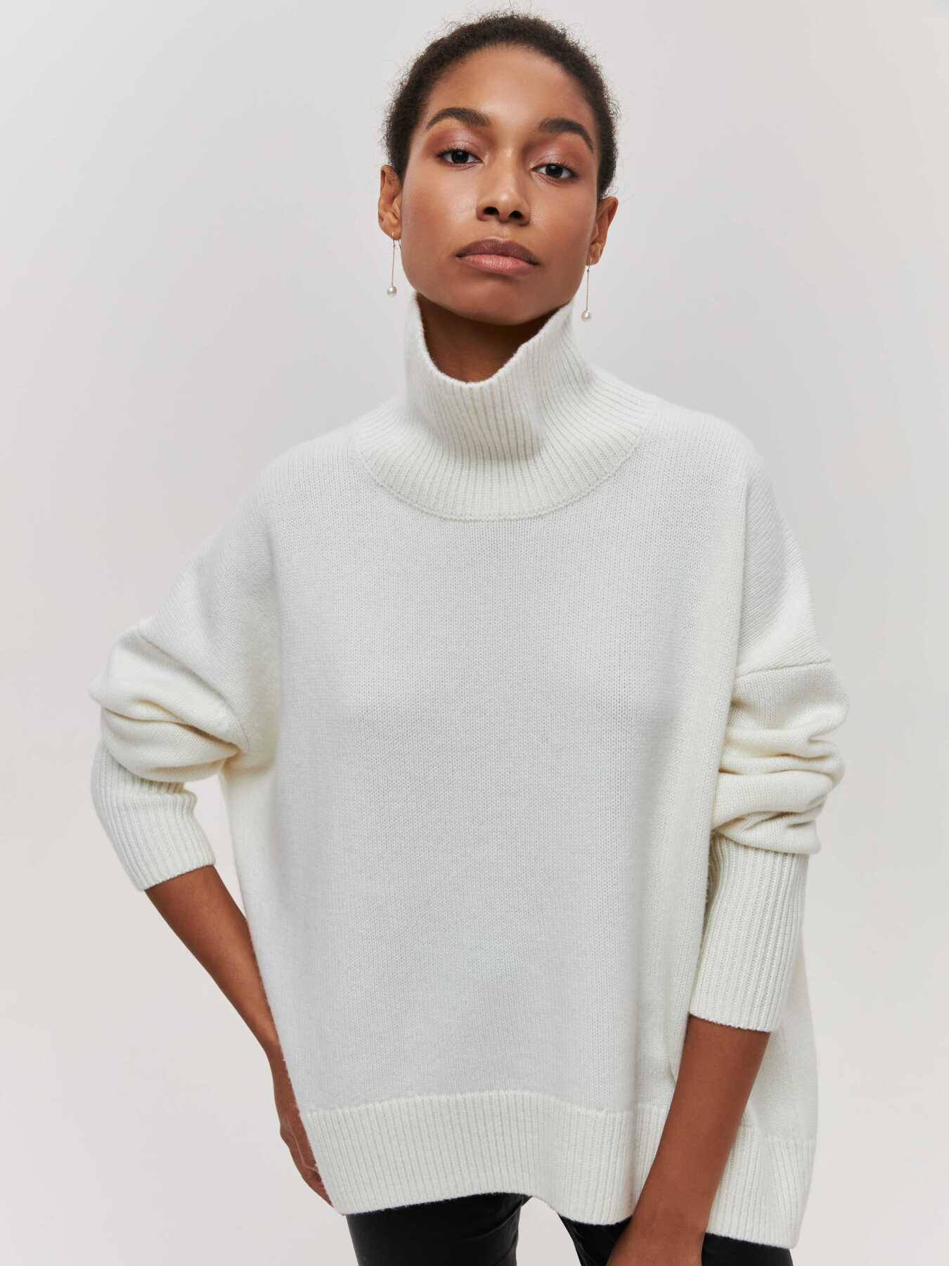 Turtleneck Sweater Ins Solid Color Long Sleeve Pullover Top Clothing