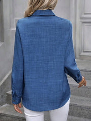 Casual Solid Color Long Sleeve Blouse Shirt,Long Sleeve Tops