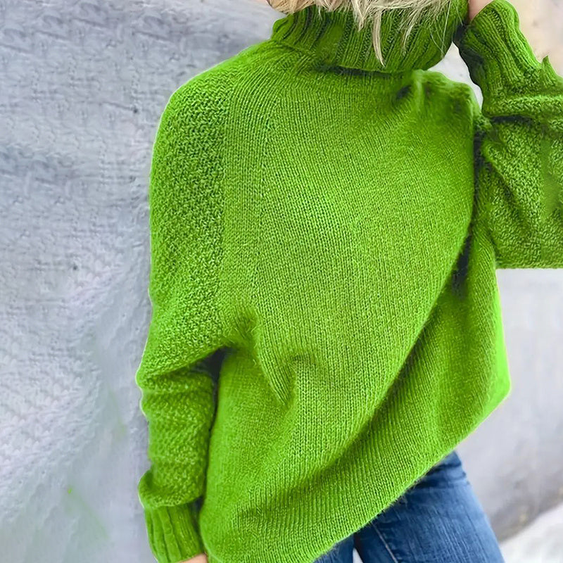 Loose Fit Mock Turtleneck Sweater For Women, Fall Trendy Long Sleeve Knit Pullover Tops