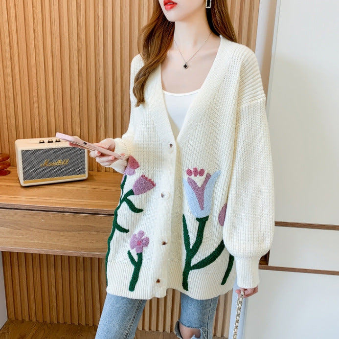 Knitted Cardigan Top Women