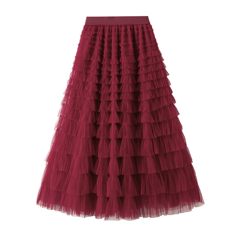Cake Skirt White Gauze Skirt Pleated Skirt