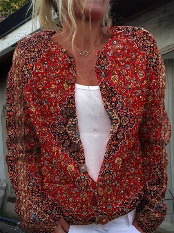 And Style Loose 3D Printed Knitted Cardigan Sweater