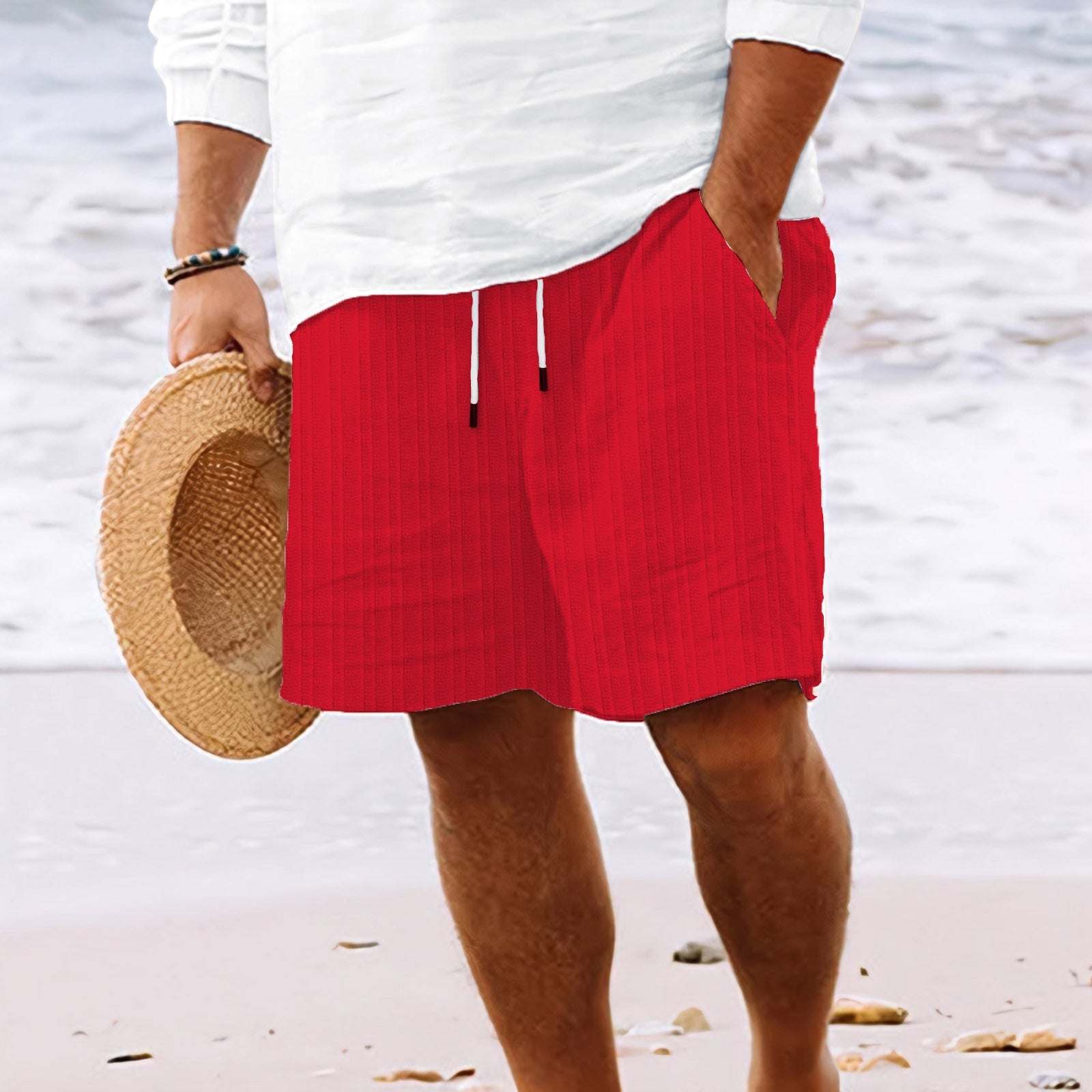 Stripe Print Shorts Drawstring Sweatpants Casual Clothing For Men