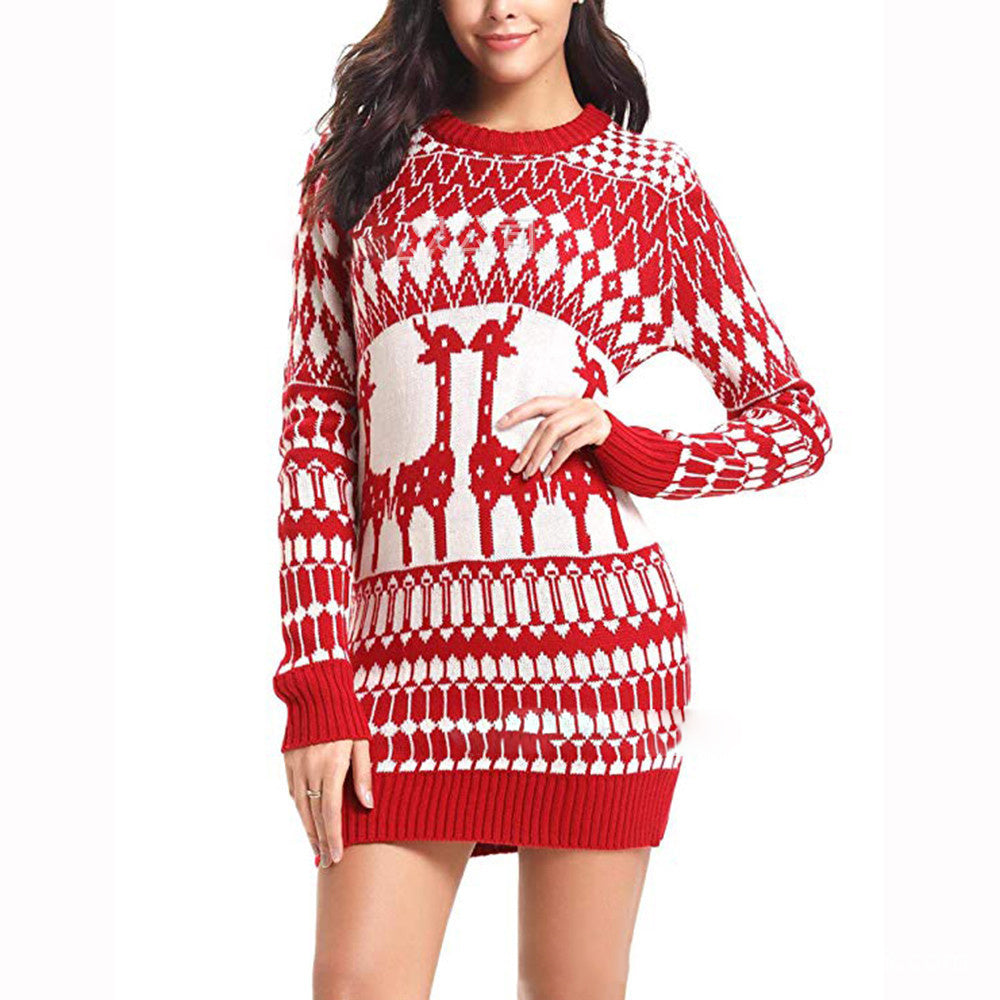 Slim Long Sleeve Fawn Christmas Sweater