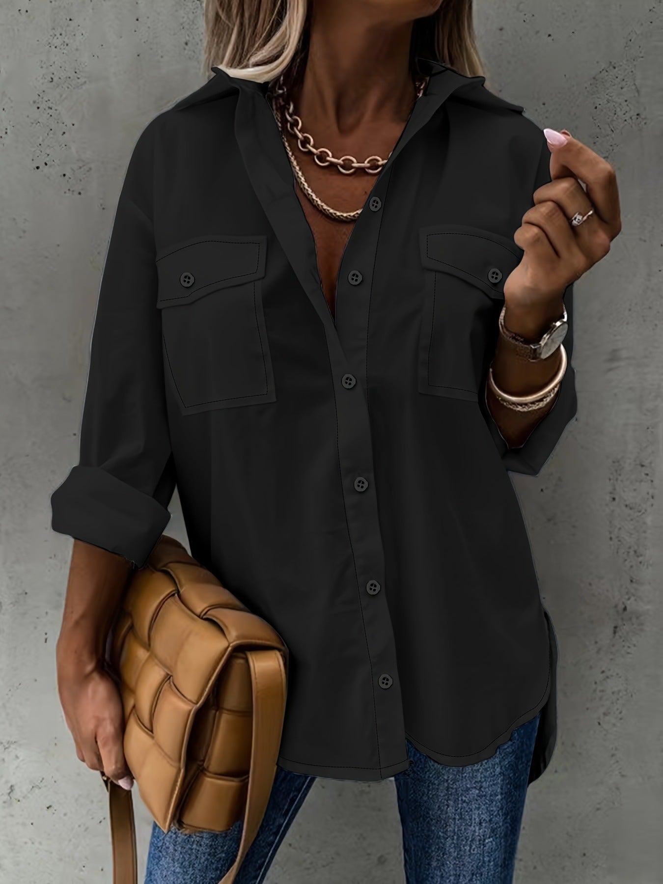 All-Season Versatile Loose Top With Pockets