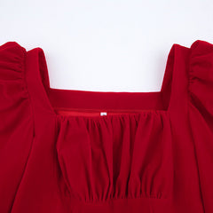 Velvet Red Cocktail Dress A-line Skirt