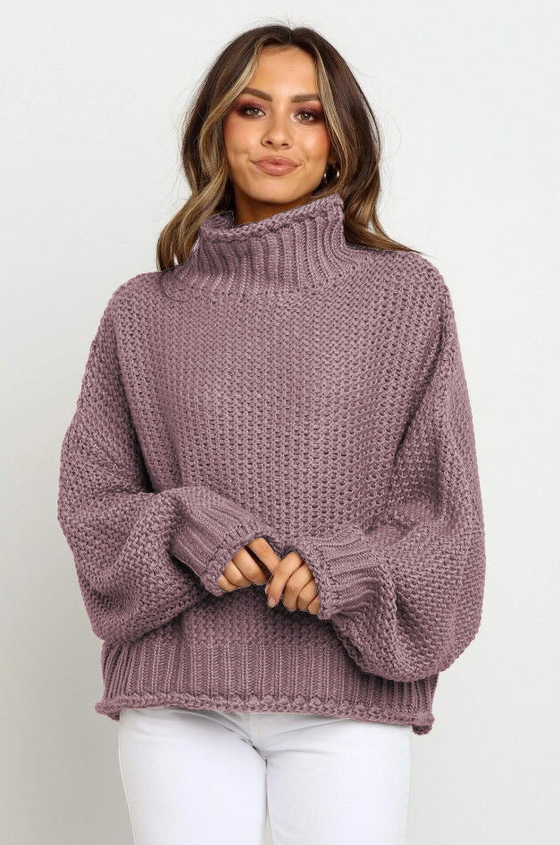 Fall Pullover High-neck Loose-fitting Sweater