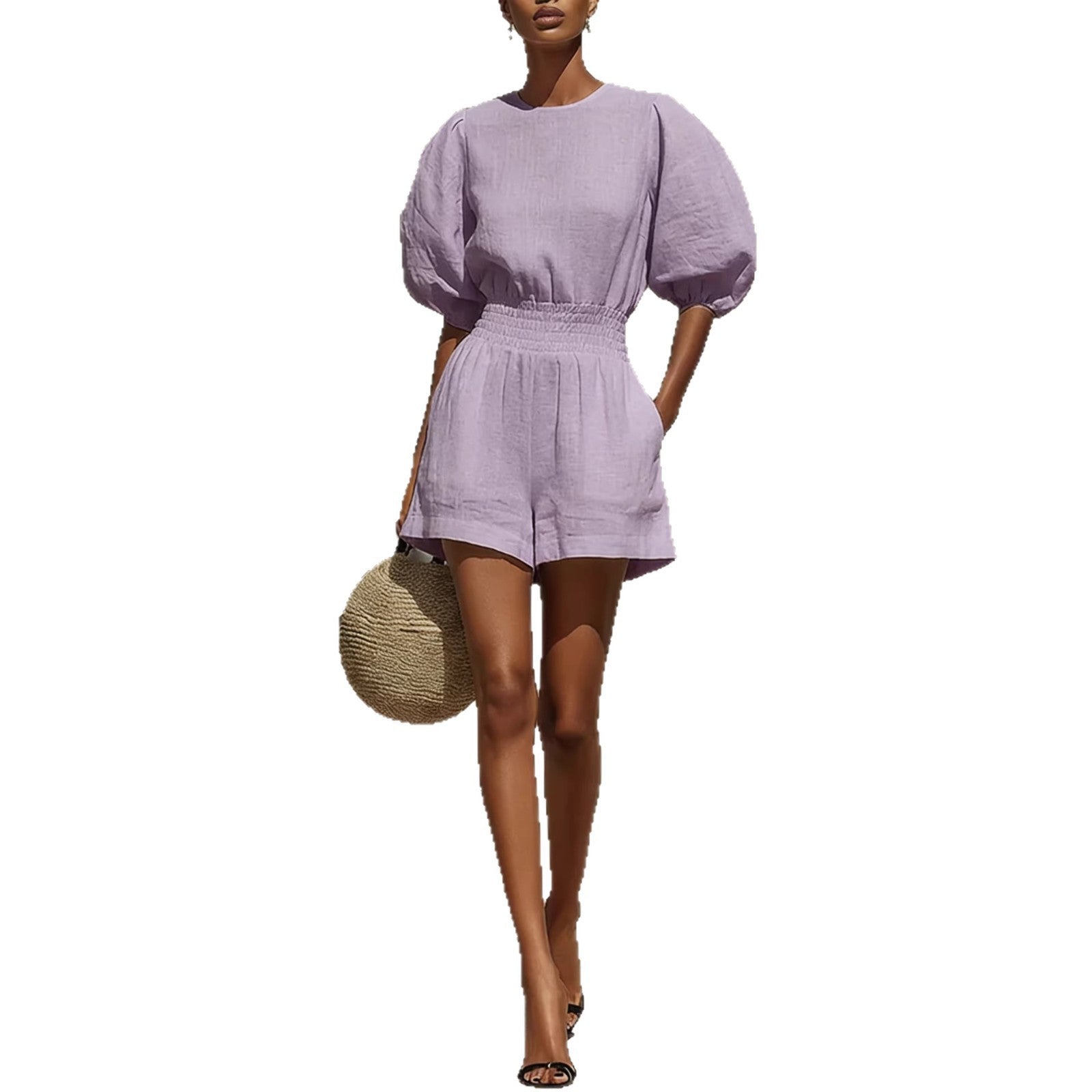 Puff-Sleeve Casual Comfortable Set