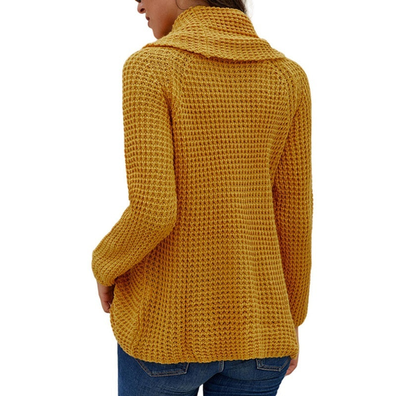 Pullover Button High Lapel Pullover Sweater