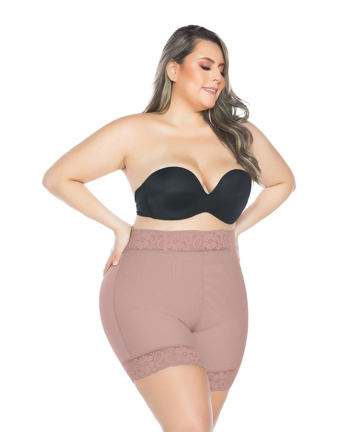 Double Compression High Waist Seamless Butt Lifting Lace Shaper Shorts with Bones