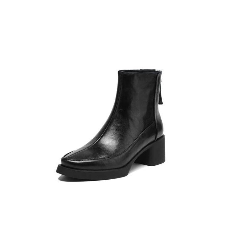 Womens Genuine Leather High-Heel Ankle Boots Fall Style For Seasons