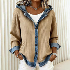 Womens Trendy Plaid Contrast-color Jacket