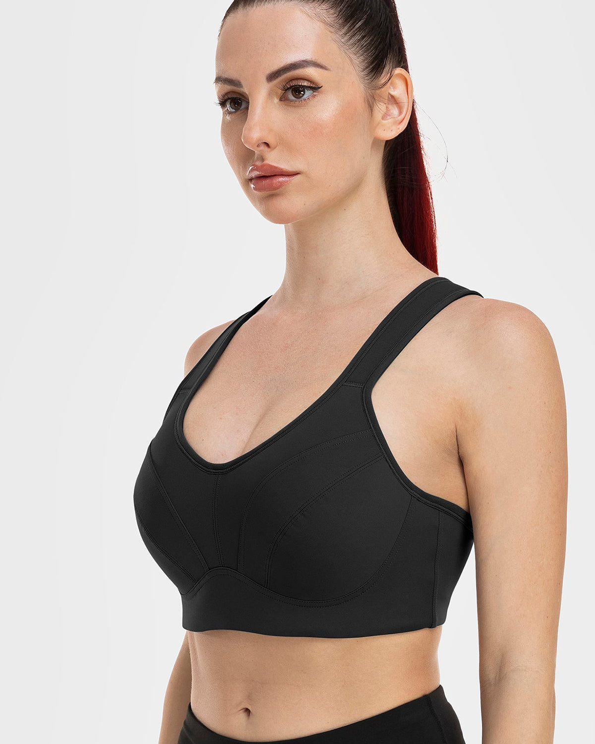 High Impact Full Coverage Plus Size Sports Bra-Black