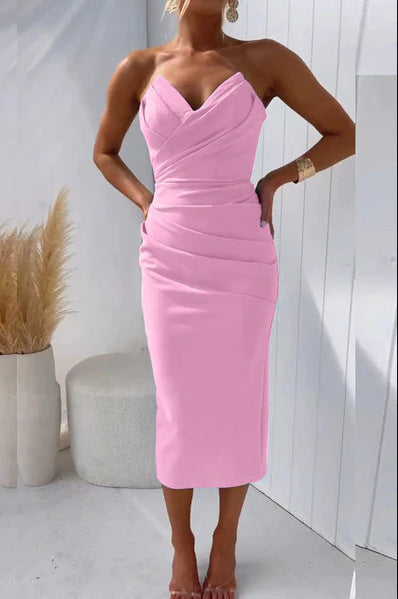 Sleeveless Slit Solid Color Dress