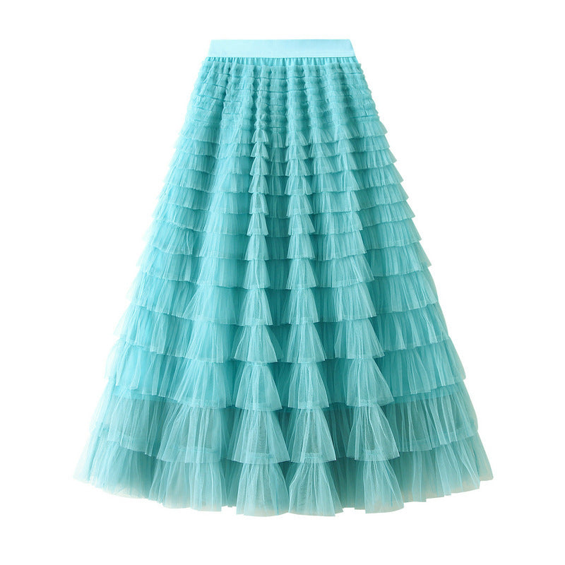Cake Skirt White Gauze Skirt Pleated Skirt