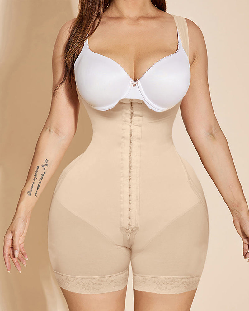 Drawstring Anti-Cellulite Bodysuit with Hooks