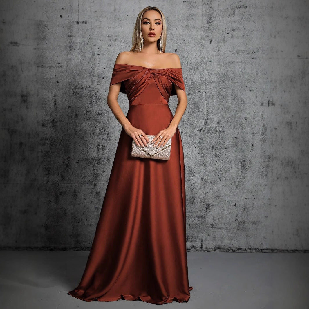 Off-shoulder Cocktail Party Christmas Party Bottoming Dress