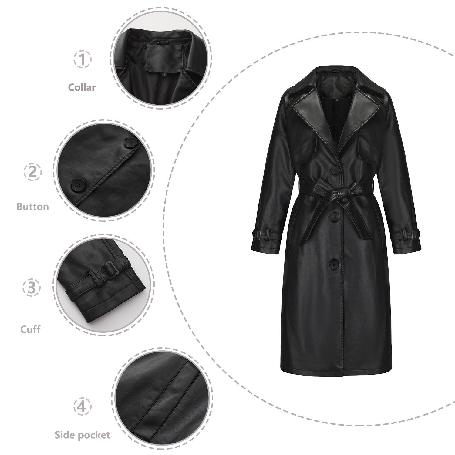 Spring Womens Trench Coat Long Loose Jacket