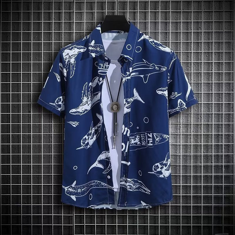 Ins Printed Shirt Beachwear Casual Shorts Suit