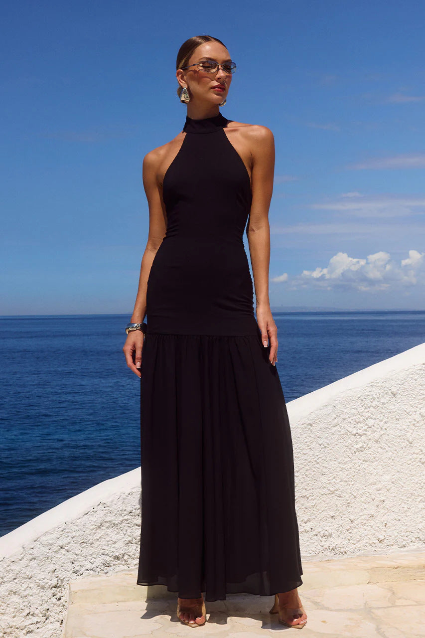 Flowing Resort-style Patchwork Maxi Dress, Fairy-like Gown