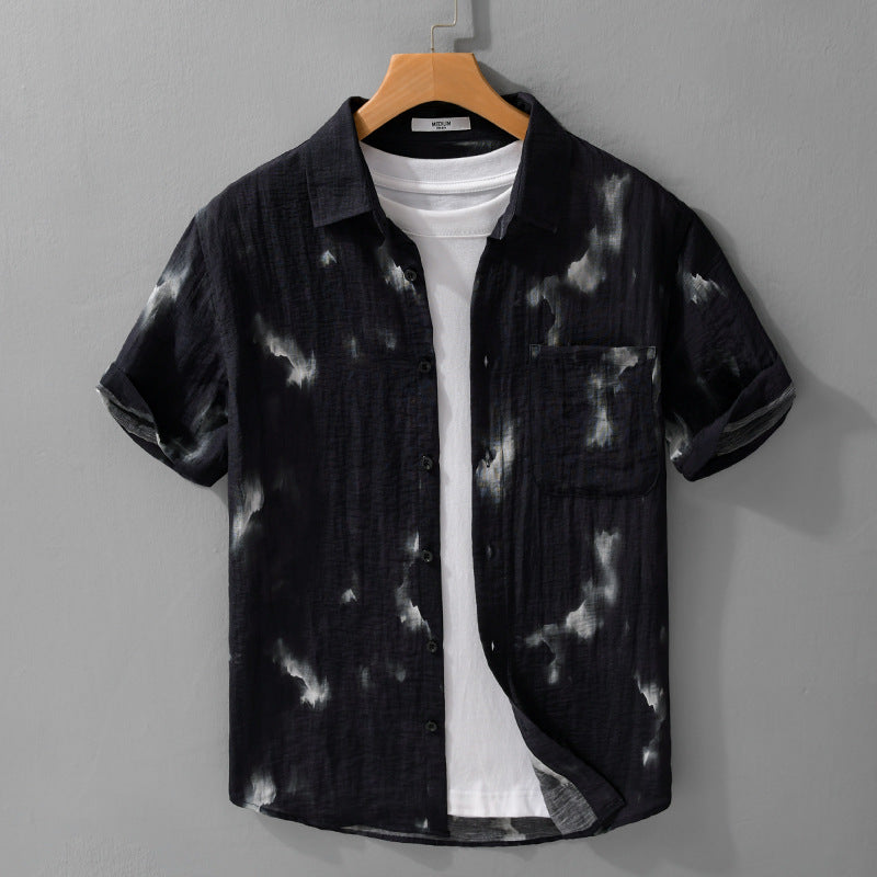 Cool Linen Printed Simple Short Sleeve Shirt