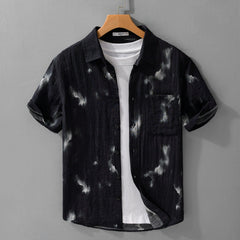 Cool Linen Printed Simple Short Sleeve Shirt