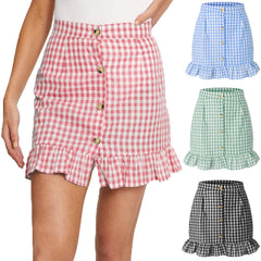 Plaid Lotus Leaf Skirt High Waist