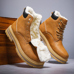 Mens Warm Western Cowboy Boots With Thick Sole In A Retro Style