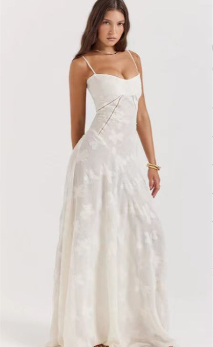 Suspender Lace Long Dress Strapless Collar Elegant Evening Dresses For Women